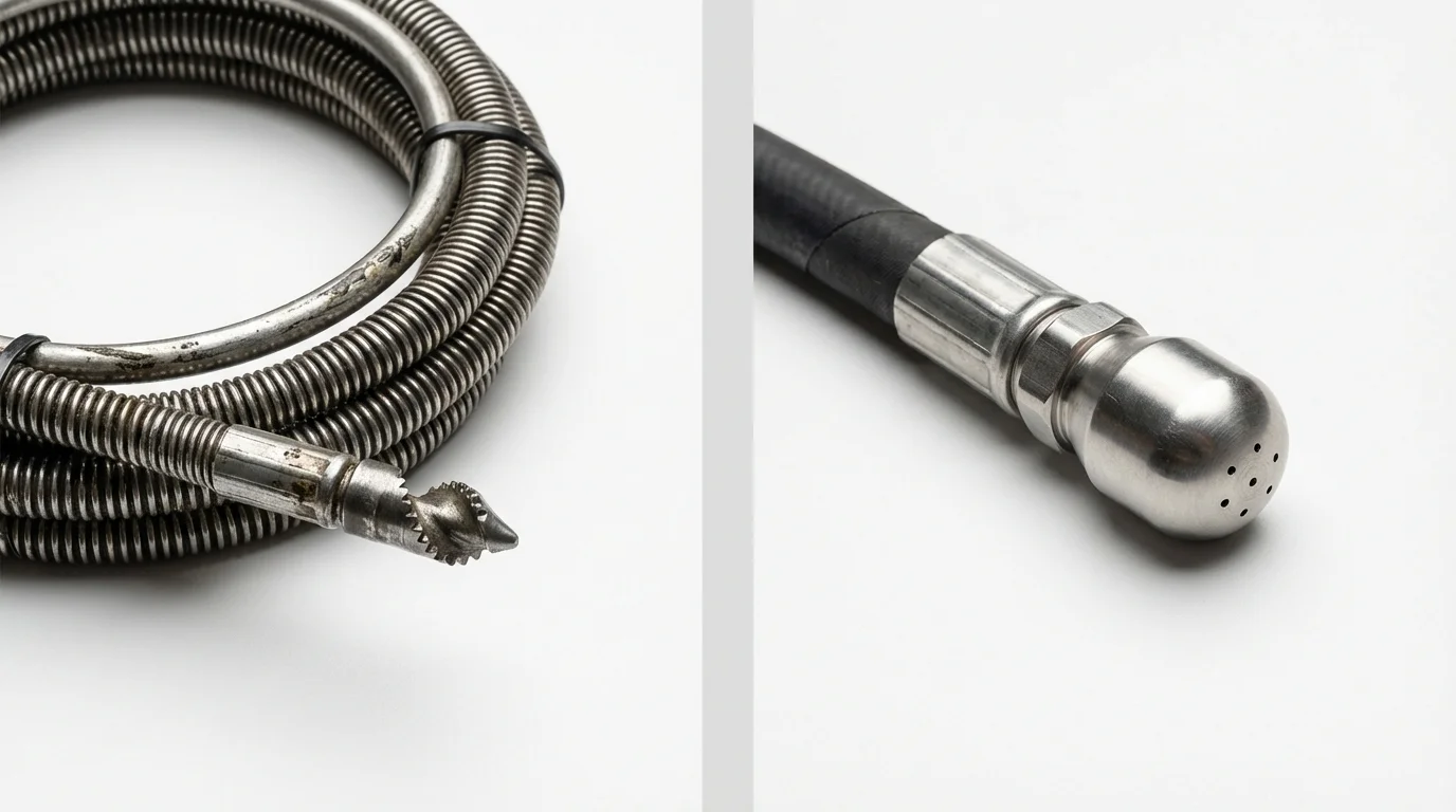 Drain snake cable and hydro jetting nozzle used for drain cleaning in Boqueron, PR