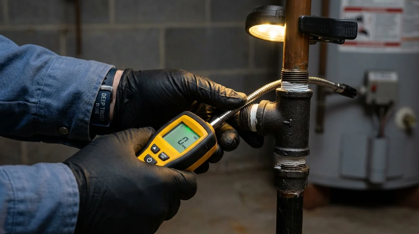 Gas leak detection with electronic sniffer by Johns Plumbing LLC in Boqueron
